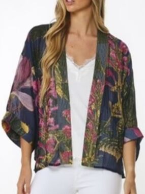 ANTHROPOLOGIE One Hundred Stars Magnolia Kimono Kew Royal Botanic Gardens Sz OS